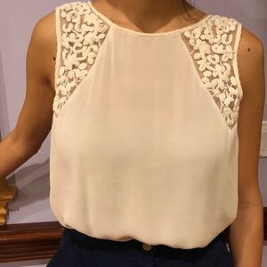 Zara semi sheer sleeveless embroidered blouse